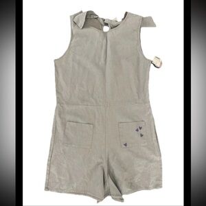 Disney X Junk Food Romper Jumper Size Large Gray Mickey Mouse Linen Blend NEW
